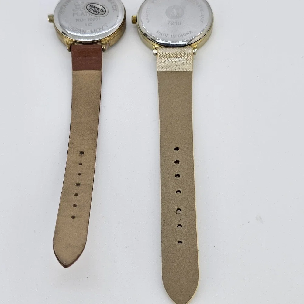 2X‎ Minimalist Women Watches 34-36MM Multicolor Dial Leather Bands NEW Battery